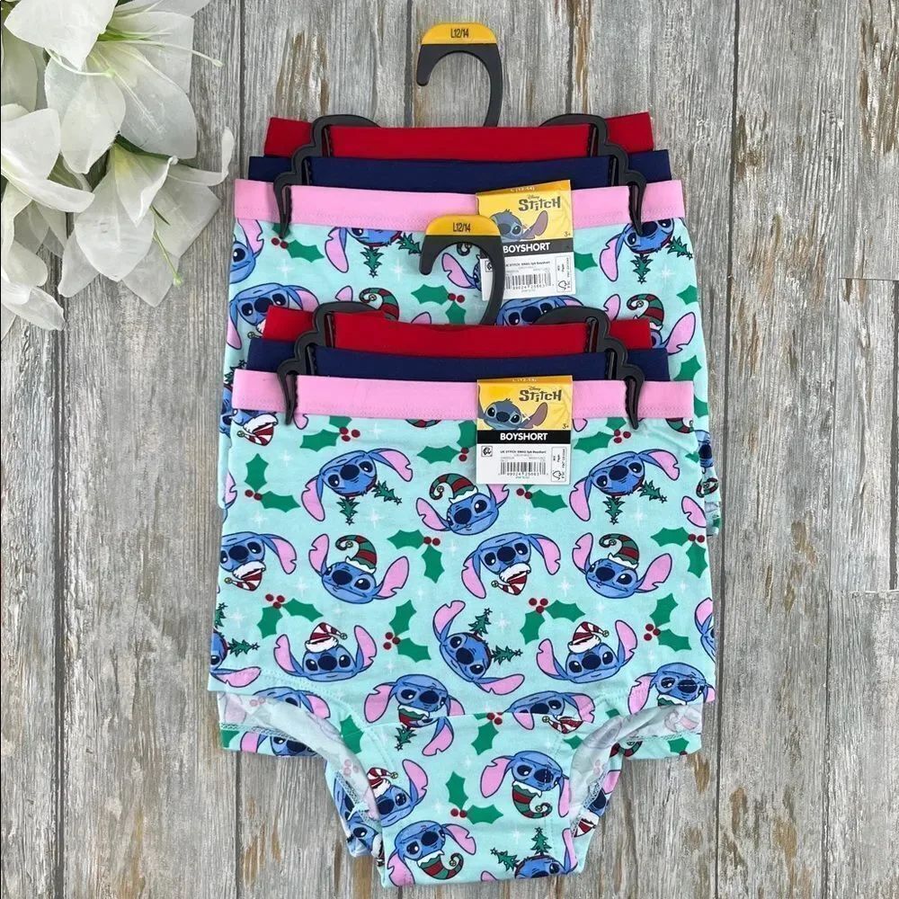 Disney Stitch Women's Christmas Boyshort Panties Underwear 2, 3-Packs Size L